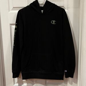 Champion XL(18-20) youth boys black with camo lettering hoodie.
